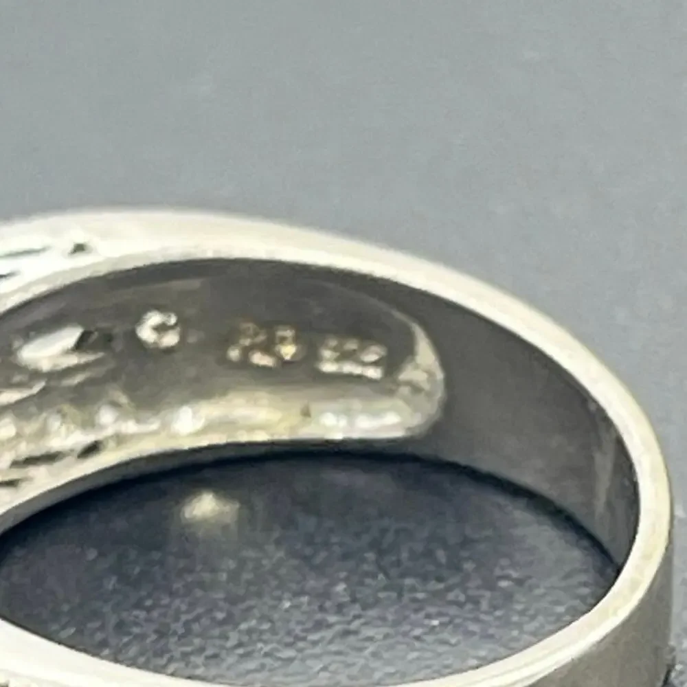 PP Signed 925 Sterling Silver Large Round CZ Engagement Promise Ring Sz‎ 9.5